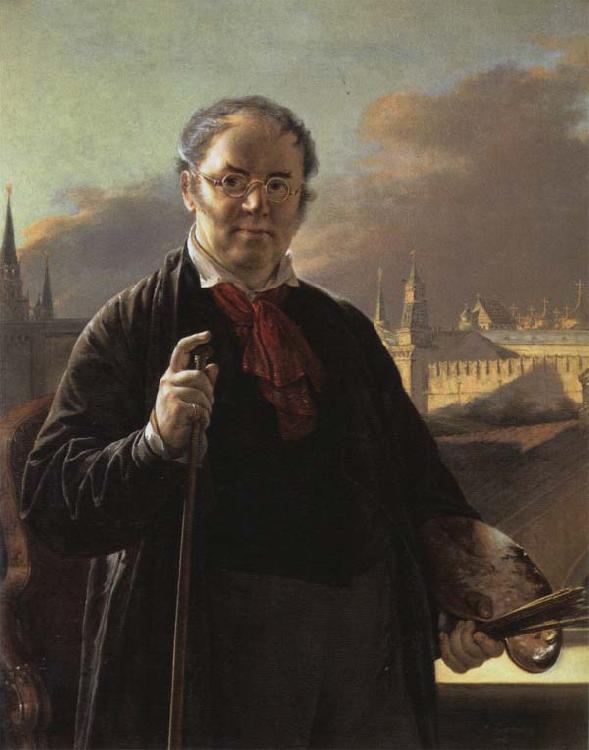 Vasily Tropinin Self-Portrait by a Window with a View on the Kremlin